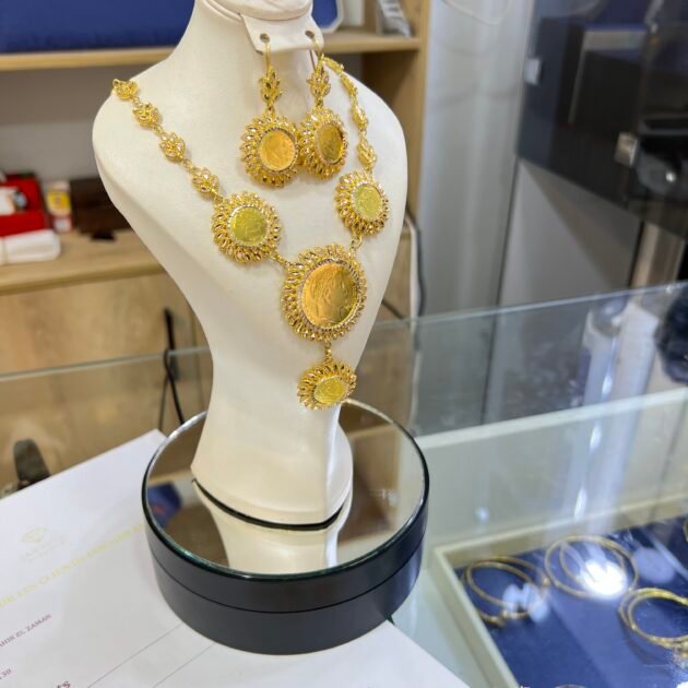 طقم القمحة الفاخر فضة مشللة بالذهب 01