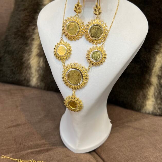 طقم القمحة الفاخر فضة مشللة بالذهب 02